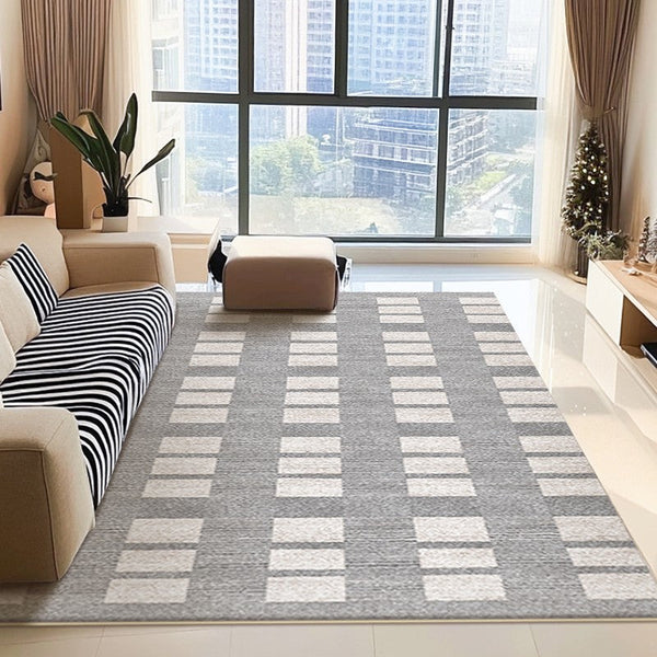 Dining Room Floor Rug, Large Gray Floor Rugs for Living Room, Modern Floor Rugs for Bedroom, Extra Large Geometric Modern Rugs for Office-Grace Painting Crafts