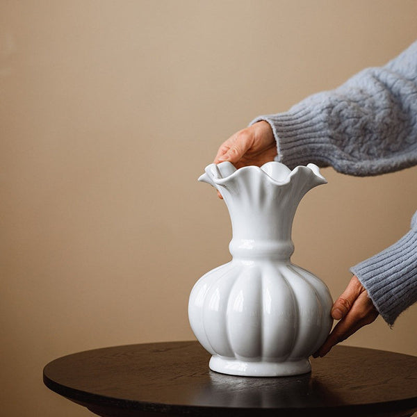 Handmade Water Holding Flower Vase, Ceramic Bud Vases, Small Flower Vases on Table, Rustic Porcelain Flower Vases-Grace Painting Crafts