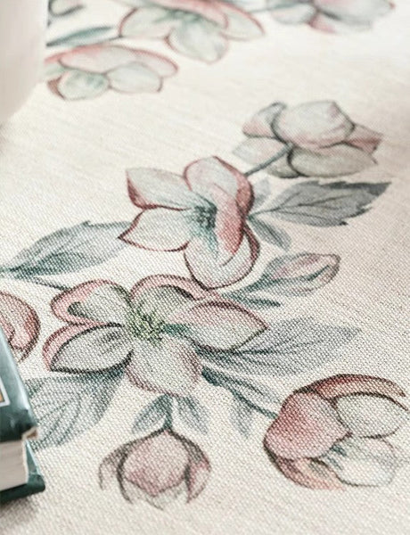 Extra Large Modern Tablecloth, Peach Blossom Table Cover, Rectangular Tablecloth for Dining Table, Square Linen Tablecloth for Coffee Table-Grace Painting Crafts