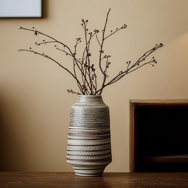 Centerpiece on Dining Table, Handmade Pottery Flower Vases Urn, Modern Bouquet Flower Vases, Water Holding Flower Vases, Large Flower Vase on Table-Grace Painting Crafts