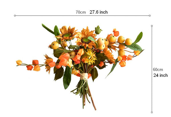 Yellow Sunflowers, Botany Plants, Unique Floral Arrangement for Home Decoration, Table Centerpiece, Real Touch Artificial Flowers for Dining Room-Grace Painting Crafts