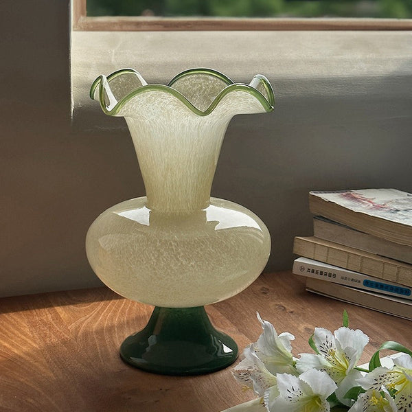 Bouquet Flower Vase, Vintage Glass Flower Vases, Water Holding Flower Vases, Glass Bud Vases, Handmade Flower Vases on Table-Grace Painting Crafts
