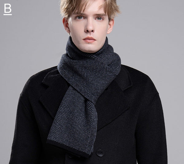 Thick Wool Scarf, Business Wool Scarf for Gentleman, Men's Winter Scarf, Formal Men Scarf Styles, Black Gray Fashion Scarf, Red Casual Scarf Men, Men's Wool Scarf Winter-Grace Painting Crafts