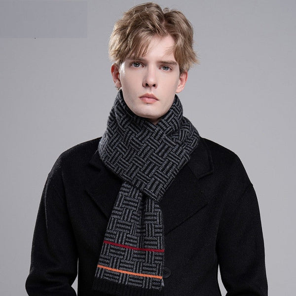Modern Casual Scarf Men, Formal Men Scarf Styles, Men's Wool Scarf Winter, Business Wool Scarf for Gentleman, Men's Winter Scarf, Thick Wool Scarf for Men-Grace Painting Crafts