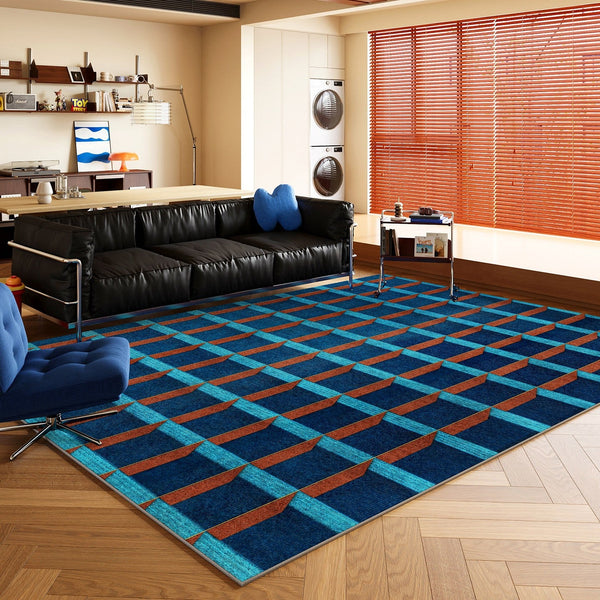 Bedroom Modern Floor Carpet, Blue Modern Rug Designs, Mid Century Modern Rugs, Contemporary Modern Rugs for Dining Room, Living Room Rug Ideas-Grace Painting Crafts