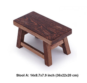 Shoe-changing Stool, Solid Wood low Stool, Wenge Wood Stool, Children's Wooden Stool, Sofa Stool, Dining Table Stool-Grace Painting Crafts