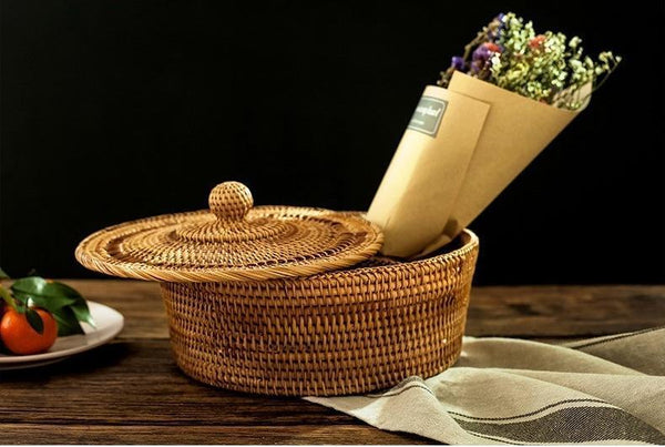 Indonesia Woven Storage Basket, Small Food and Snacks Basket, Kitchen Storage Basket, Storage Basket for Dining Room-Grace Painting Crafts