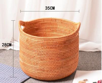 Wicker Woven Storage Baskets, Kitchen Storage Baskets, Rattan Storage Basket, Round Storage Basket for Bathroom-Grace Painting Crafts
