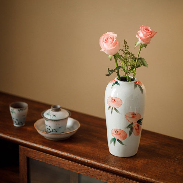 Porcelain Flower Vases, Handmade Water Holding Flower Vases, Modern Flower Vase Centerpiece on Table, Ceramic Bouquet Vases-Grace Painting Crafts