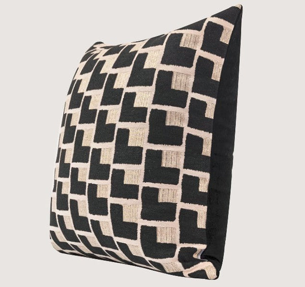 Black Chequer Modern Sofa Throw Pillows, Abstract Contemporary Throw Pillow for Living Room, Large Decorative Throw Pillows for Couch-Grace Painting Crafts