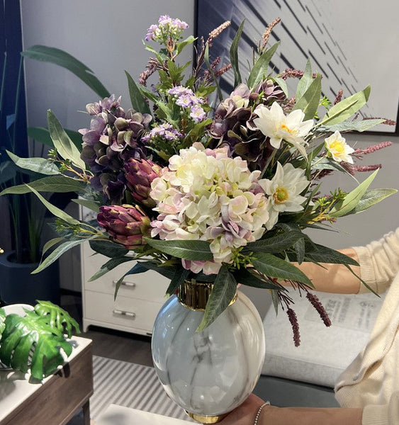 Large Bunch of Flowers Arrangement, Faux Silk Floral Table Centerpiece, Creative Flower Arrangement Ideas for Interior Design, Modern Artificial Floral Arrangement-Grace Painting Crafts