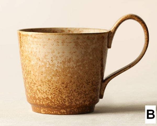 Large Modern Handmade Pottery Coffee Cup, Creative Brown Green Blue Ceramic Coffee Mugs, Large Unique Tea Cup, Large Capacity Coffee Cups-Grace Painting Crafts