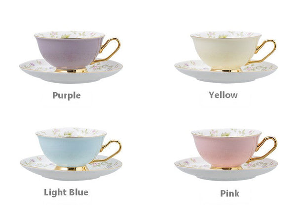 Elegant Ceramic Coffee Cups, Beautiful British Tea Cups, Unique Traditional Afternoon Tea Cup and Saucer in Gift Box, Royal Porcelain Tea Cup Set-Grace Painting Crafts