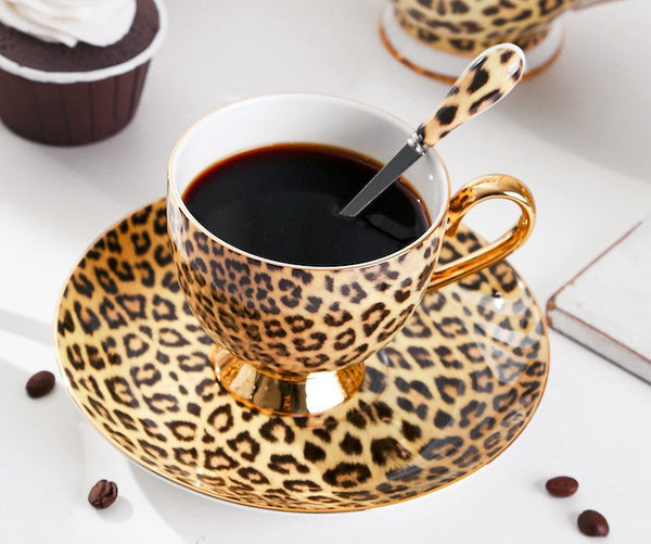 Unique Ceramic Coffee Cup and Saucer, Creative Ceramic Coffee Cups, Beautiful British Tea Cups, Creative Porcelain Tea Cup Set-Grace Painting Crafts