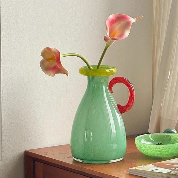 Small Flower Vase, Modern Glass Flower Vases, Handmade Glass Bud Vases, Water Holding Flower Vases, Flower Vases on Table-Grace Painting Crafts