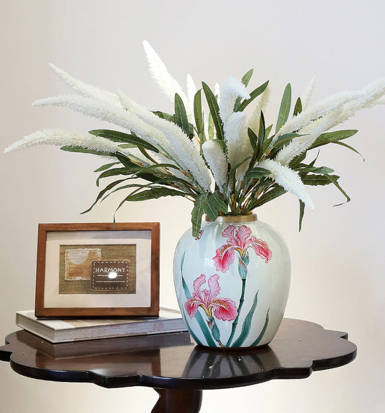 Centerpiece Ceramic Bouquet Vases, Handmade Modern Flower Vase, Large Flower Vases on Dining Table, Porcelain Flower Vases-Grace Painting Crafts