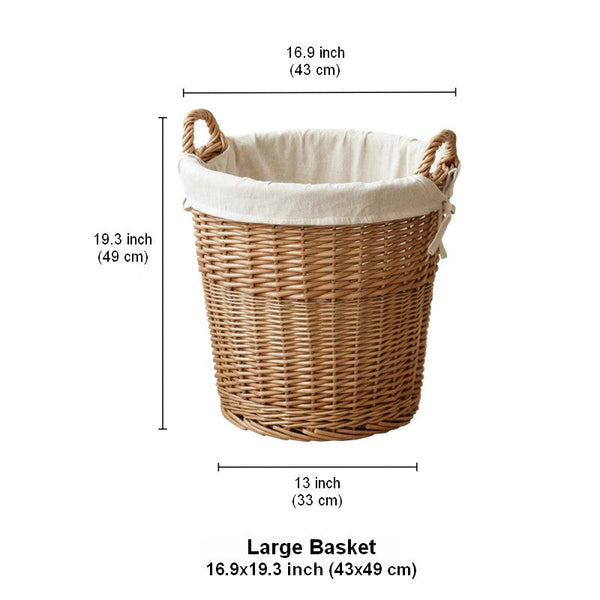 Large Food Storage Basket with Handle, Natural Hand-woven Wicker Storage Basket for Clothes, Willow Weaving Baskets for Clothes, Extra Large Kitchen Storage Baskets-Grace Painting Crafts