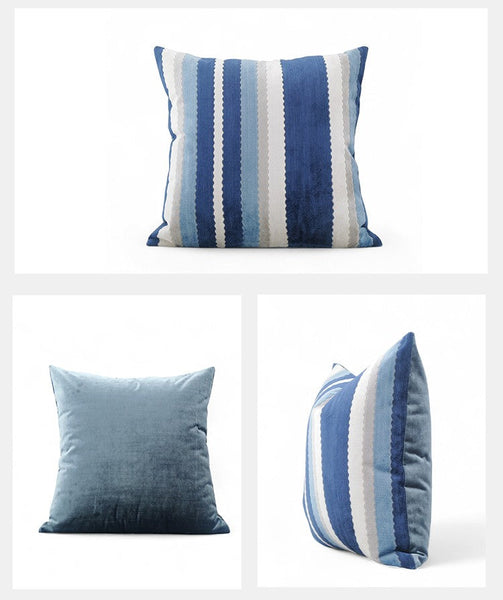 Contemporary Square Modern Throw Pillows for Couch, Large Abstract Blue Decorative Throw Pillows, Simple Throw Pillow for Interior Design, Modern Sofa Pillows-Grace Painting Crafts