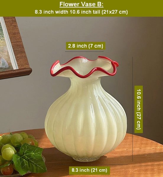 Unique Handmade Vase for Flowers, French Vintage Glass Flower Vases, Glass Bud Vases, Flower Vases on Table-Grace Painting Crafts