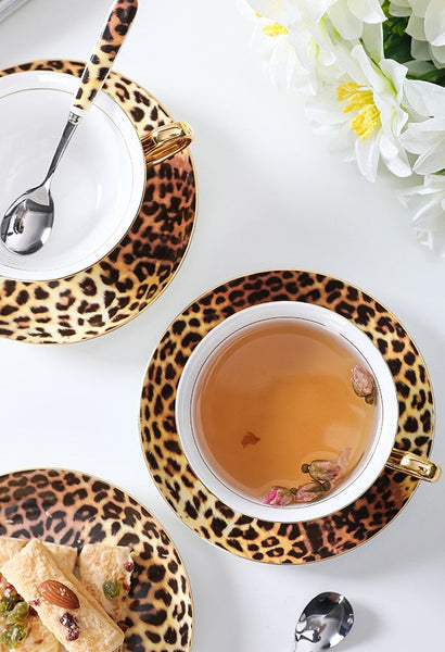 Modern Ceramic Cups, 7.8 oz Porcelain Tea Cup Saucer Set, Elegant Ceramic Coffee Cups, Unique Tea Cup and Saucer in Gift Box-Grace Painting Crafts