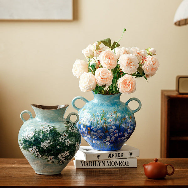 Large Flower Vases on Table, Modern Pottery Flower Vases, Centerpiece on Dining Table, Handmade Water Holding Flower Vases, Pottery Bud Vases-Grace Painting Crafts