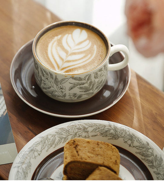 Vintage Porcelain Tea Cup Saucer Set, 8 oz British Tea Cup and Saucer in Gift Box, Royal Ceramic Cups, Elegant Ceramic Coffee Cups-Grace Painting Crafts
