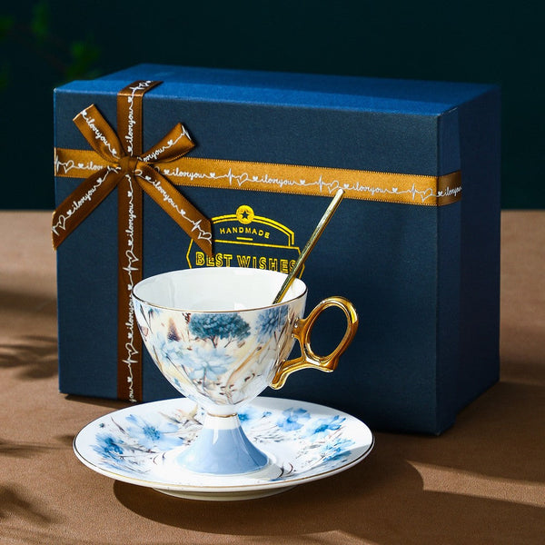 British Tea Cup set, Ceramic Tea Cup and Saucer Set in Gift Box, Elegant Ceramic Coffee Cup with Saucer, Porcelain Tea Cup Set and Saucer Set-Grace Painting Crafts