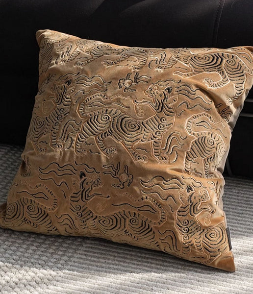 Contemporary Modern Sofa Pillows, Embroidery Tiger Pattern Pillows for Couch, Decorative Throw Pillows for Bedroom, Large Modern Sofa Pillow for Living Room-Grace Painting Crafts
