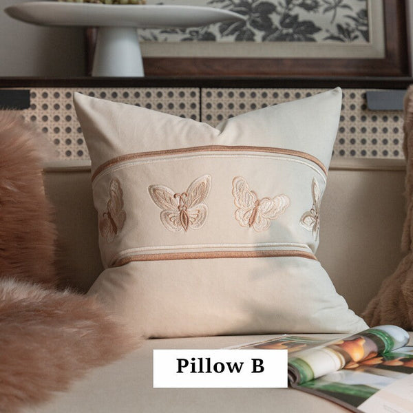 Embroidered Butterfly Pillow Covers, Modern Decorative Pillows for Bedroom, Decorative Pillow Arrangement Ideas for Couch, Large Decorative Throw Pillows for Living Room-Grace Painting Crafts