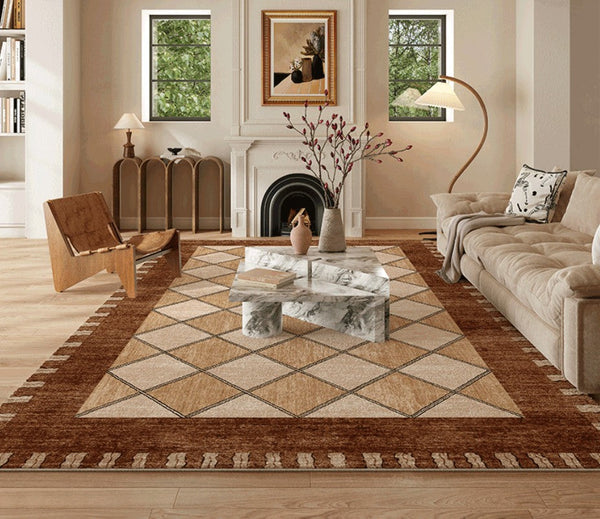 Geometric Contemporary Modern Rugs Next to Bed, Large Abstract Rugs for Living Room, Mid Century Large Modern Area Rugs-Grace Painting Crafts