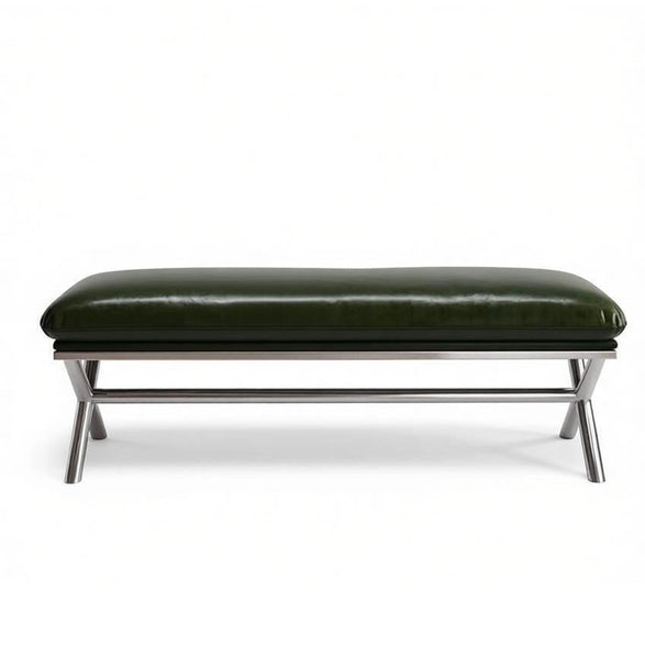 Contemporay Bedroom Bench, Luxury Genuine Leather Entry Bench, Upholstered Shoe Bench, Narrow Entryway Bench, Modern Shoe Changing Ottoman, Mid-Century Hall Bench-Grace Painting Crafts