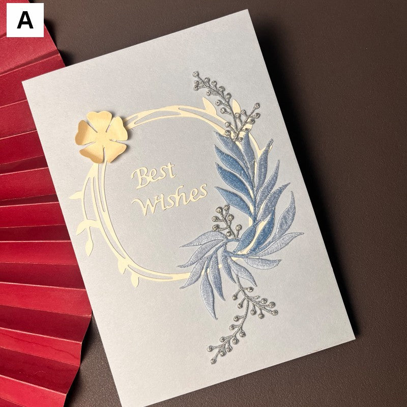 Best Wishes Embroidery Greeting Cards, Beautiful Greeting Cards to Friends, Creative Birthday Greeting Card, Original Handmade Embroidery Greeting Cards-Grace Painting Crafts