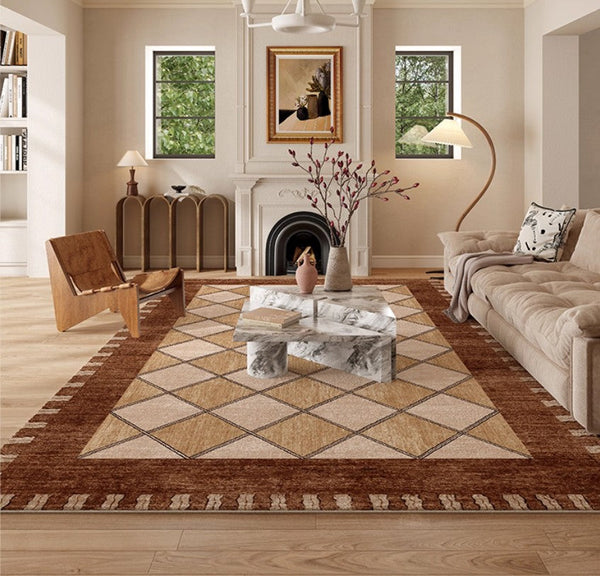 Geometric Contemporary Modern Rugs Next to Bed, Large Abstract Rugs for Living Room, Mid Century Large Modern Area Rugs-Grace Painting Crafts