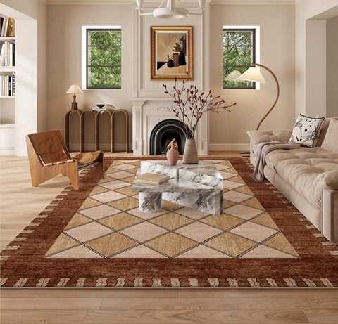 Geometric Contemporary Modern Rugs Next to Bed, Large Abstract Rugs for Living Room, Mid Century Large Modern Area Rugs-Grace Painting Crafts