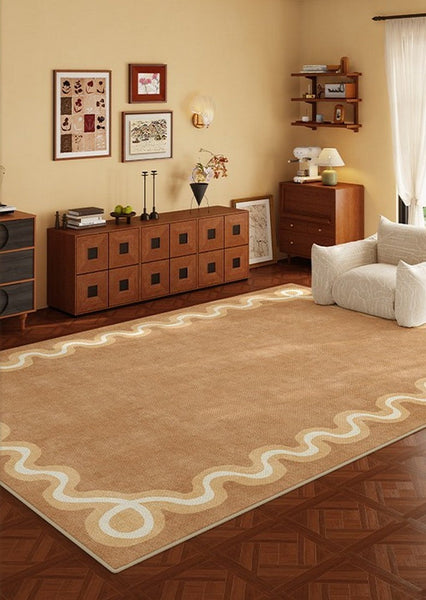 Dining Room Geometric Modern Rugs, Large Modern Rugs for Living Room, Bedroom Modern Rugs, Cream Color Contemporary Modern Rugs-Grace Painting Crafts