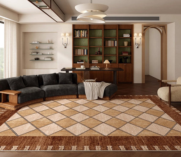 Geometric Contemporary Modern Rugs Next to Bed, Large Abstract Rugs for Living Room, Mid Century Large Modern Area Rugs-Grace Painting Crafts