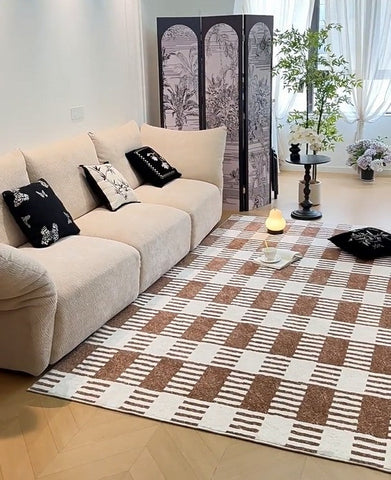 Modern Rugs under Dining Room Table, Mid Century Geometric Carpets, Abstract Modern Rugs for Living Room, Contemporary Modern Rugs Next to Bed-Grace Painting Crafts