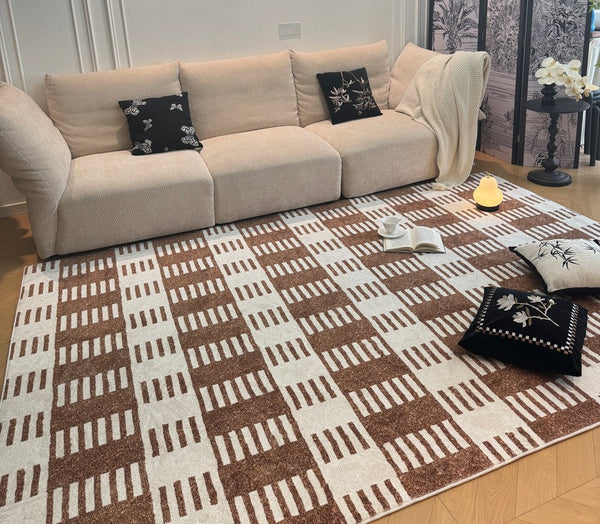 Modern Rugs under Dining Room Table, Mid Century Geometric Carpets, Abstract Modern Rugs for Living Room, Contemporary Modern Rugs Next to Bed-Grace Painting Crafts