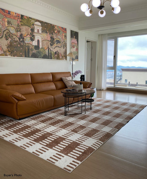 Modern Rugs under Dining Room Table, Mid Century Geometric Carpets, Abstract Modern Rugs for Living Room, Contemporary Modern Rugs Next to Bed-Grace Painting Crafts