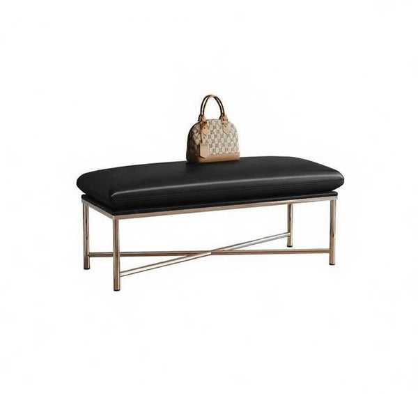 Modern Shoe Changing Ottoman, Upholstered Shoe Bench, Contemporay Bedroom Bench, Narrow Entryway Bench, Mid-Century Hall Bench, Luxury Genuine Leather Entry Bench-Grace Painting Crafts