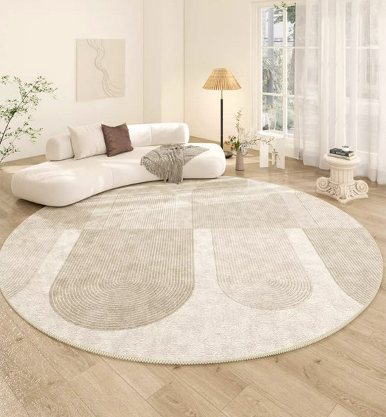Contemporary Area Rugs, Abstract Modern Area Rugs under Coffee Table, Round Area Rugs, Modern Rugs in Bedroom, Dining Room Area Rug-Grace Painting Crafts