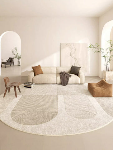 Contemporary Area Rugs, Abstract Modern Area Rugs under Coffee Table, Round Area Rugs, Modern Rugs in Bedroom, Dining Room Area Rug-Grace Painting Crafts