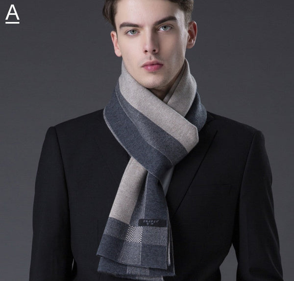 Men's Wool Scarf Winter, Wool Scarf for Gentleman, Thick Wool Scarf, Men's Winter Scarf, Fashion Scarf, Formal Men Scarf Styles, Business Casual Scarf Men-Grace Painting Crafts