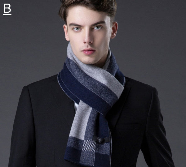 Men's Wool Scarf Winter, Wool Scarf for Gentleman, Thick Wool Scarf, Men's Winter Scarf, Fashion Scarf, Formal Men Scarf Styles, Business Casual Scarf Men-Grace Painting Crafts