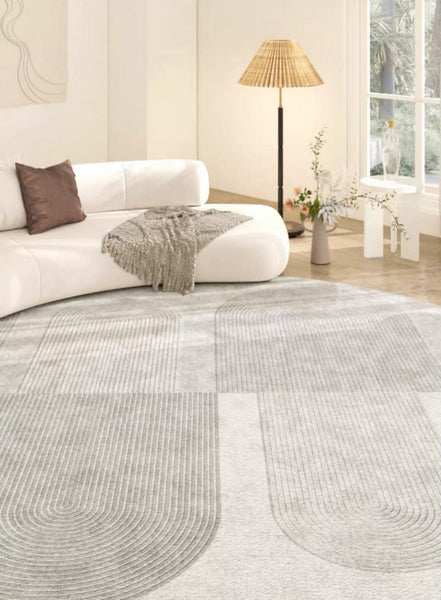 Modern Floor Carpets under Dining Room Table, Large Geometric Modern Rugs in Bedroom, Contemporary Abstract Rugs for Living Room-Grace Painting Crafts