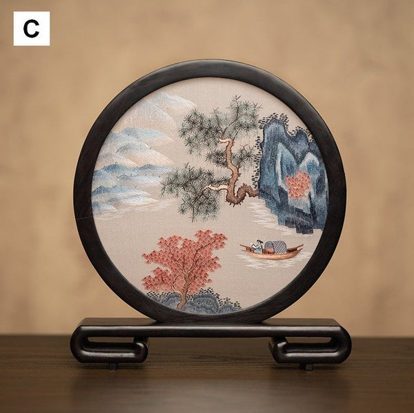 Traditional Chinese Suzhou Embroidery Ornament, Premium Souvenir, Exclusive Business Present Panda Embroidered Decor, Unique Birthday Gift-Grace Painting Crafts