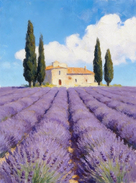 Hand Painted Canvas Art, Lavender Fields of Provence, Original Landscape Paintings, Small Canvas Wall Art Paintings, Buy Original Oil Paintings Online-Grace Painting Crafts