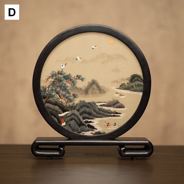 Traditional Chinese Suzhou Embroidery Ornament, Premium Souvenir, Exclusive Business Present Panda Embroidered Decor, Unique Birthday Gift-Grace Painting Crafts