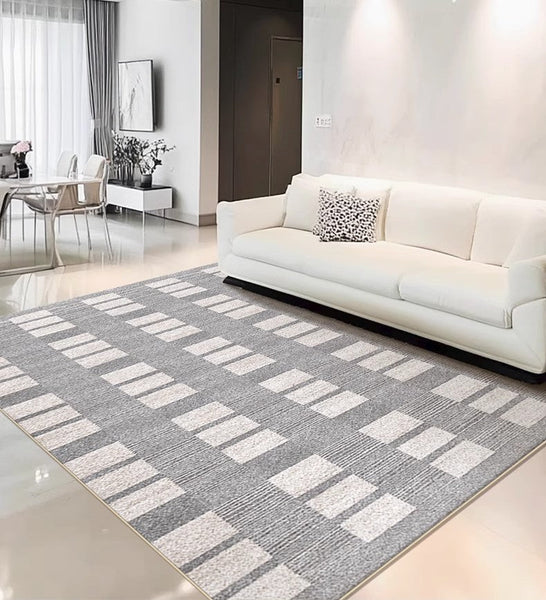 Dining Room Floor Rug, Large Gray Floor Rugs for Living Room, Modern Floor Rugs for Bedroom, Extra Large Geometric Modern Rugs for Office-Grace Painting Crafts