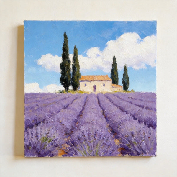 Small Canvas Artwork,Provence Afternoon in Purple Hues, Lavender Field Painting, Buy Small Artwork Online, Hand Painted Canvas Art, Original Landscape Paintings-Grace Painting Crafts